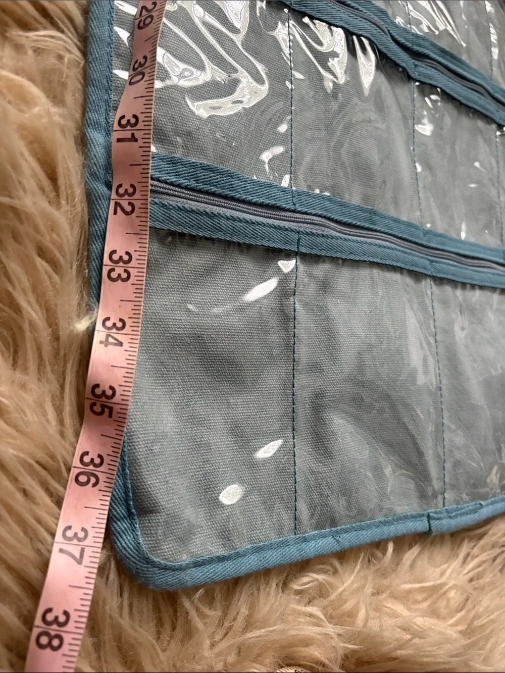 Light Blue Hanging Clear Pocket Organizer - Home Storage